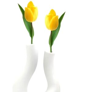 Ceramic Vase Set of 2,Modern Decor, Trendy Modern Body Curve Statue Art Vase